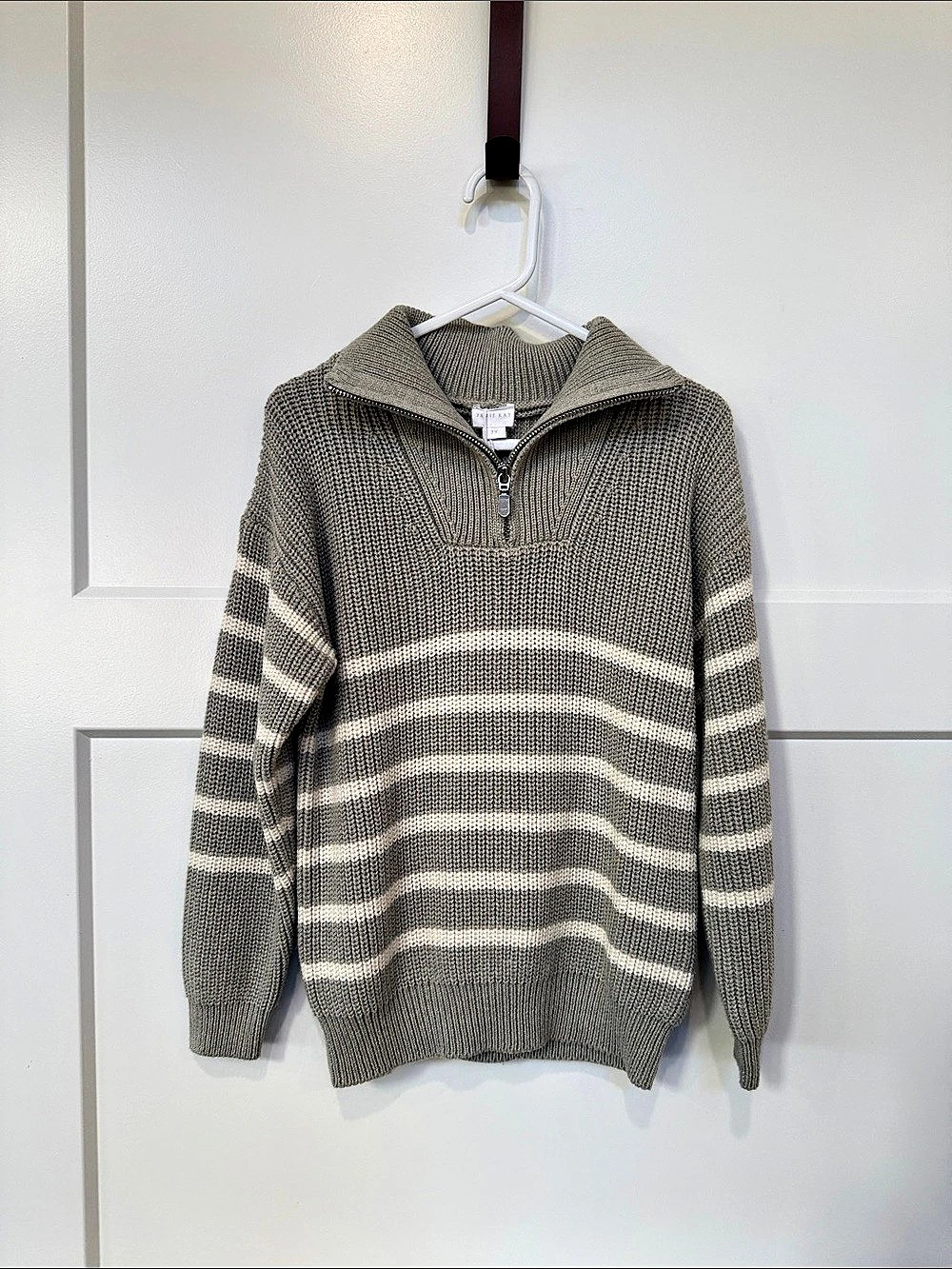 Jamie Kay Striped Cotton Quarter-Zip Sweater Size 7Y & 6Y NWT